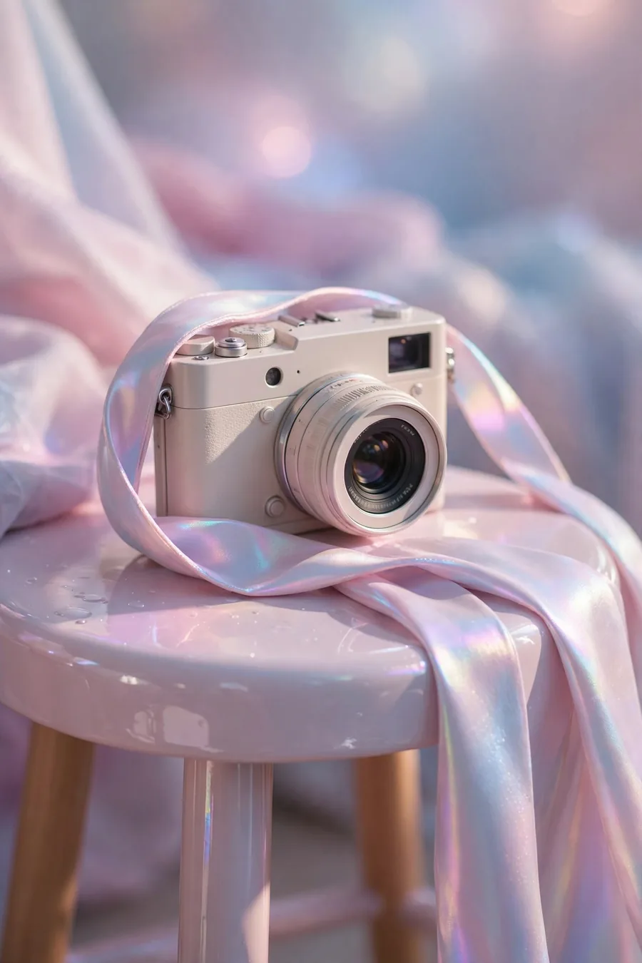 A camera on a stool